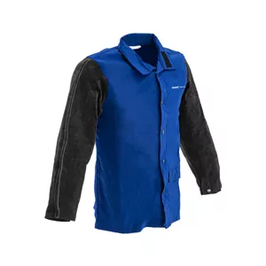 Svářečská bunda z bavlněného saténu / hovězí štípenky velikost XL černá / modrá - Svářečské bundy Stamos Welding Group