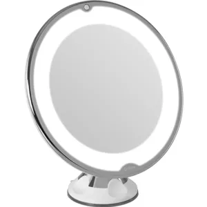 Kosmetické zrcátko bílé 10násobné zvětšení 10 LED kulaté - Zrcadla physa