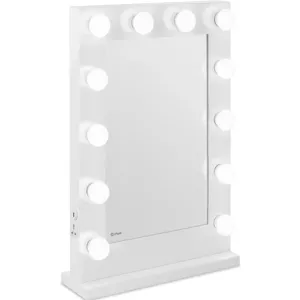 Hollywoodské zrcadlo bílé 12 LED diod hranaté - Zrcadla physa