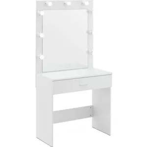 Toaletní stolek se zrcadlem a světlem 80 x 40 x 160 cm bílý - Zrcadla physa