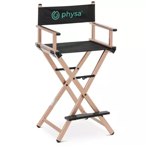 Vizážistická židle s podnožkou skládací růžově zlatá - Barber křesla physa
