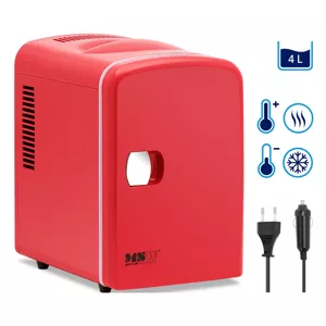 Mini chladnička 12 V / 230 V zařízení 2 v 1 s funkcí ohřevu 4 l červená - Přenosné elektrické chladničky MSW