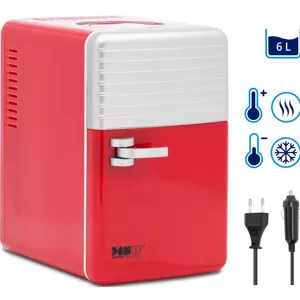 Mini chladnička 12 V / 230 V zařízení 2 v 1 s funkcí ohřevu 6 l červená/stříbrná - Přenosné elektrické chladničky MSW