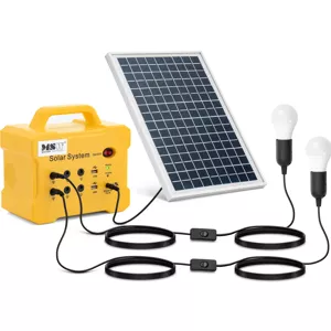 Elektrocentrála se solárním panelem a 2 LED žárovkami 10 W 12 V - Solární panely MSW