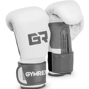 Boxerské rukavice 10 oz síťovina uvnitř bílé a kovově šedé - Gymrex
