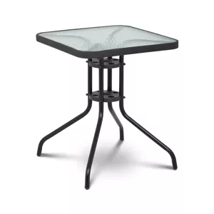Zahradní stůl hranatý 60 x 60 cm se skleněnou deskou černý - Zahradní stoly Uniprodo