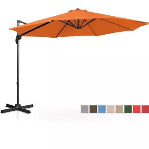 Boční slunečník oranžový kulatý Ø 300 cm naklápěcí a otočný - Boční slunečníky Uniprodo
