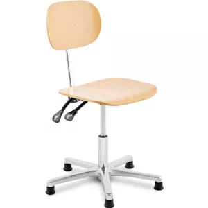 Dílenská židle – 120 kg – Chrome, Wood – výška nastavitelná mezi 362 498 mm - Pracovní židle Fromm & Starck