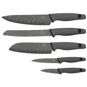 BERLINGERHAUS Sada nožů s mramorovým povrchem 5 ks Granit Diamond Line šedá BH-2306