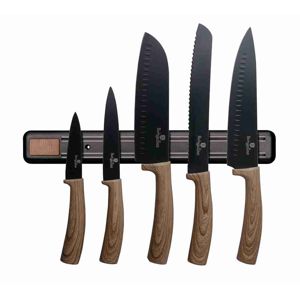 Sada nožů s nepřilnavým povrchem a magnetickým držákem 6 ks Ebony Line Maple