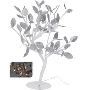 Vánoční světelný strom stříbrné listy, 96LED, 100 cm, teplá bílá