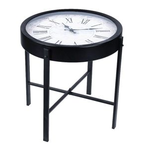 HOMESTYLING Konferenční stolek s hodinami HOMESTYLING 40 x 40 cm bílý ciferník KO-HZ1300620