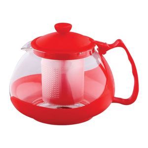 Konvice na čaj sklo plast 750 ml červená